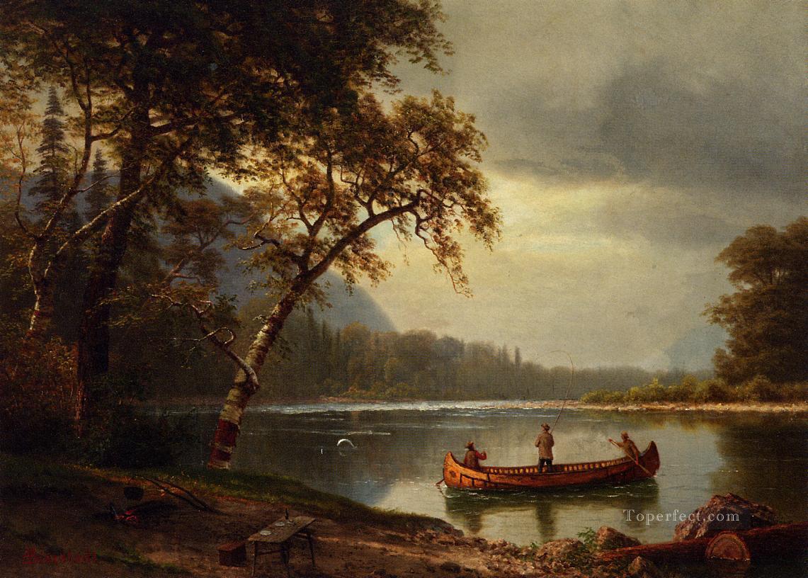 Salmon Fishing on the Cascapediac River Albert Bierstadt Oil Paintings